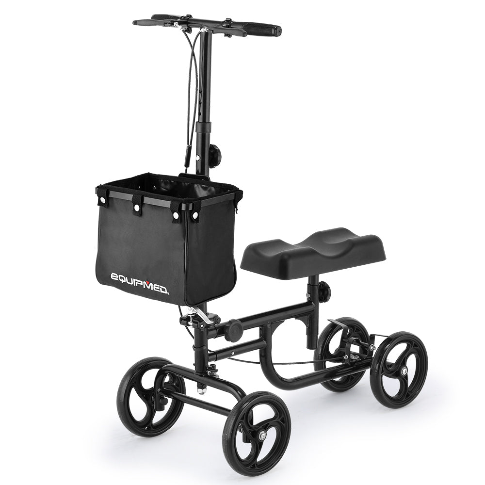 EQUIPMED Knee Scooter Walker Folding Mobility Alternative to Crutches Wheelchair